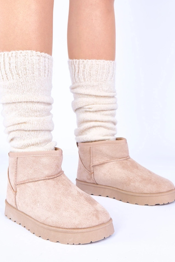 Sandfarbene Schneestiefel mit Fell Roelle