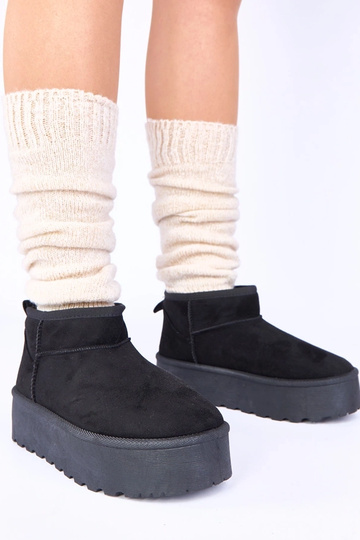 Schwarze Plattform Schneestiefel mit Pelzfutter Mouna