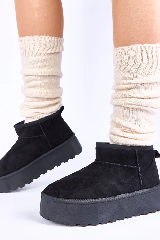 Schwarze Plattform Schneestiefel mit...