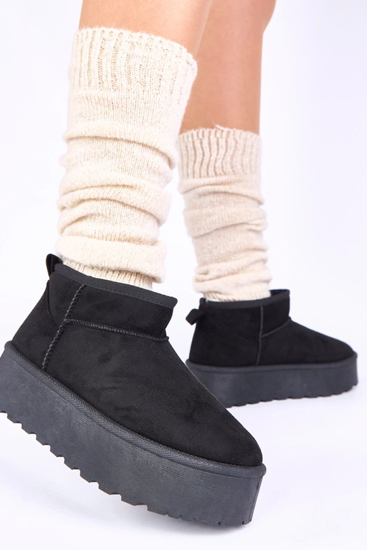 Schwarze Plattform Schneestiefel mit...