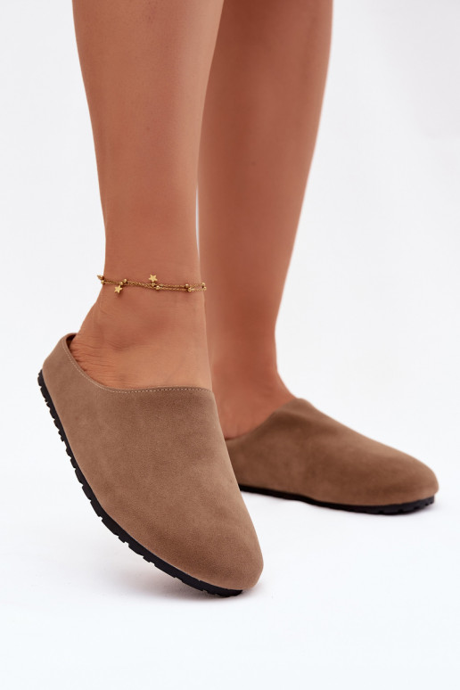 Hausschuhe Femininaus Öko-INildlederu Khaki-Farbe Kalvess