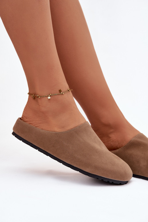 Hausschuhe Femininaus Öko-INildlederu Khaki-Farbe Kalvess