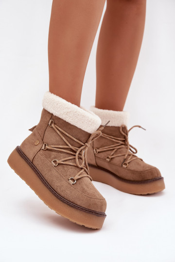 Damen braune Schnee-Stiefel mit Plateausohle und stilvollen Details Roselya