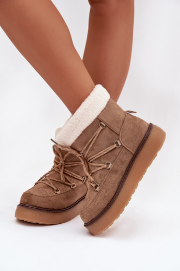 Damen braune Schnee-Stiefel mit Plateausohle und stilvollen Details Roselya 2