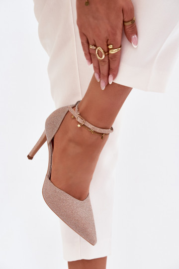 Glänzende Schuhe mit hohen Absätzen mit Riemen Szampańskie Joranne 2