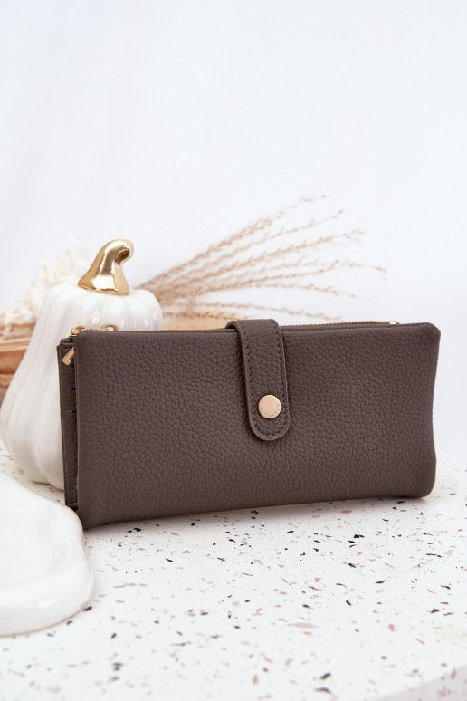 Damenbrieftasche aus Öko-Leder groß graue Farbe Gilessa