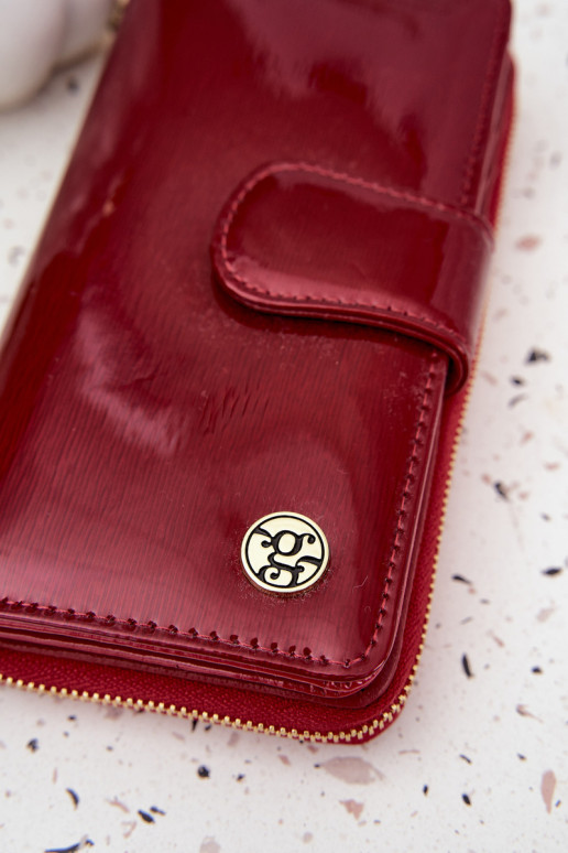 lackiert Damenbrieftasche Ze goldene Farbem Detalem rote Farbe Evlinne