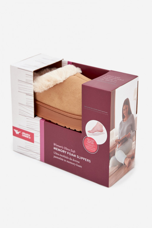 Damenhausschuhe mit Fell, braun „Eveline"