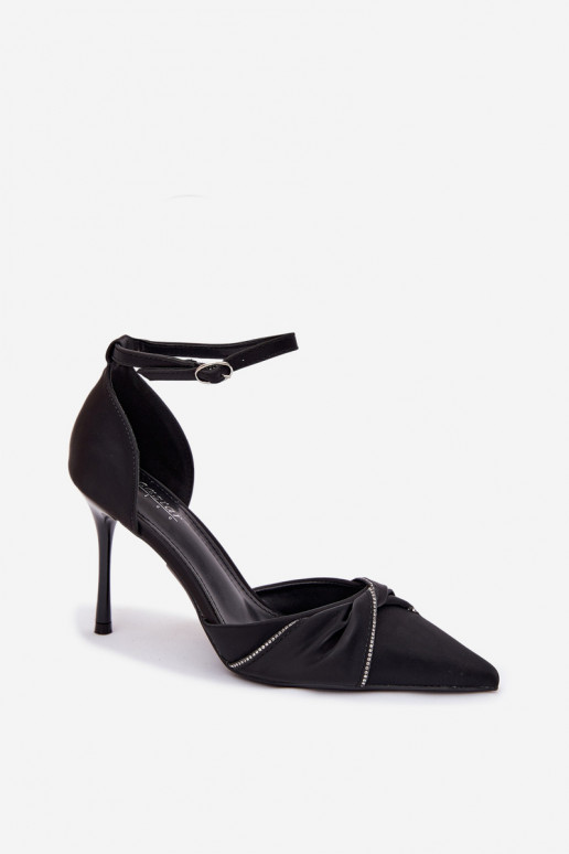 High Heels mit funkelnden Steinen, schwarze Katlina