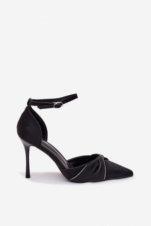 High Heels mit funkelnden Steinen, schwarze Katlina