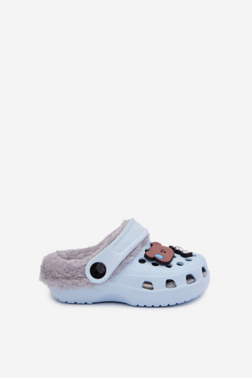 Kinder warme Hausschuhe mit Fell innen, hellblau „Cerelle" 2