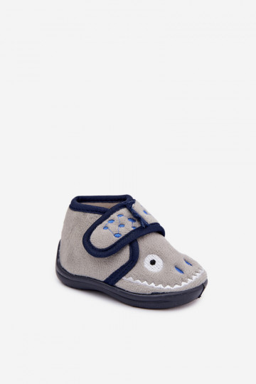 Kinder graue Hausschuhe mit Klettverschluss „Jeselle"