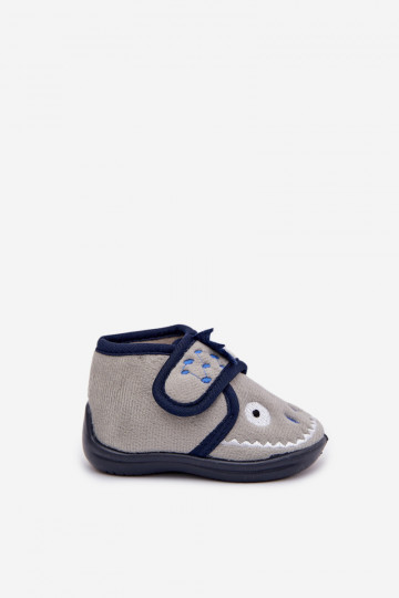 Kinder graue Hausschuhe mit Klettverschluss „Jeselle" 2