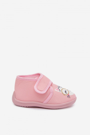Kinder rosa Hausschuhe mit Klettverschluss „Katline" 2