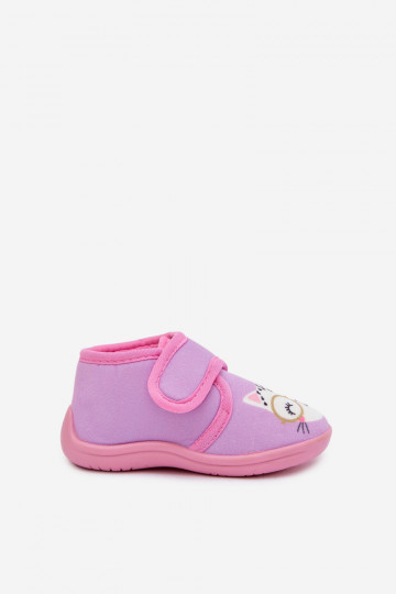 Kinder lila Hausschuhe mit Klettverschluss „Katline" 2