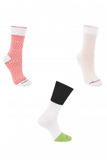 Regenbogen Socken Sushi 3 Paar Butterfish Tai turiki Agurkinė lašiša 2