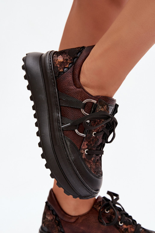 Haut Sneakers Stilvollllschuhe Feminin mit einer Plattform Es mussciejka 06562-25 CzekoladoZue