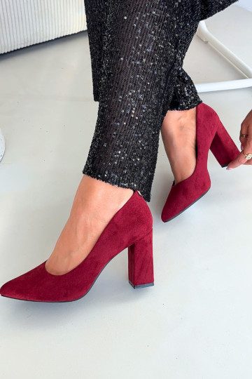 Sergio Leone PB216 bordeaux farbene Wildleder Schuhe mit Absatz