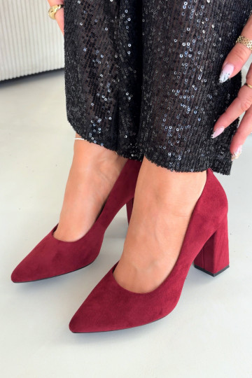 Sergio Leone PB216 bordeaux farbene Wildleder Schuhe mit Absatz 2
