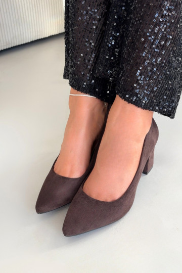 Schuheaus Öko-INildlederu mit Absätzen Sergio Leone PB414 CzekoladoZue 2