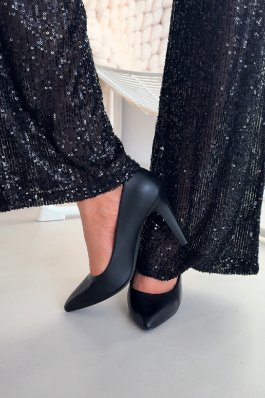 hochhackige Schuhe Eko Haut Sergio Leone 1446 schZuarze Farbe