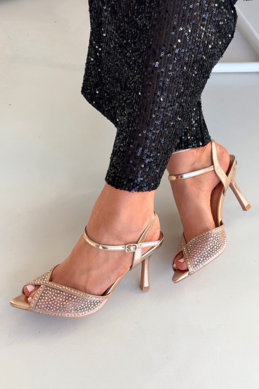 Damensandalen mit dünnen Absätzen Mit Dekoration Szampańskie Peloria