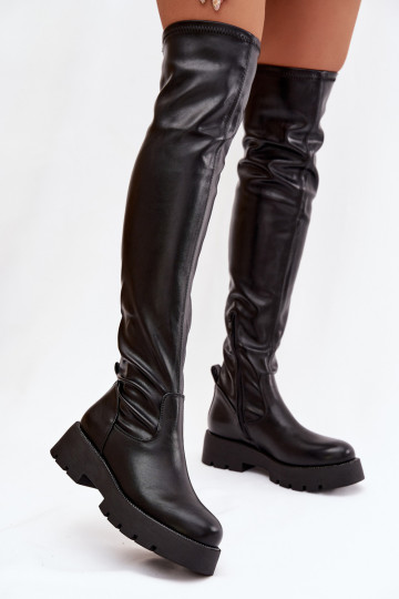 Stiefel oberhalb des Knies mit blitzenden Augen schZuarze Farbe Rivessa 2