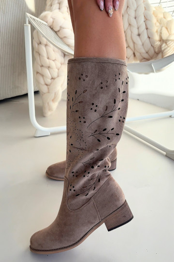 mit durchbrochenen Elementen Damenstiefel Klocke Khaki-Farbe Helinna 2