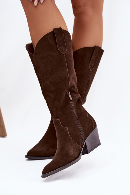Haut aus INildleder Stiefel CoZuboy-Stil Feminin sich Zuarm laufen CzekoladoZue Urselle