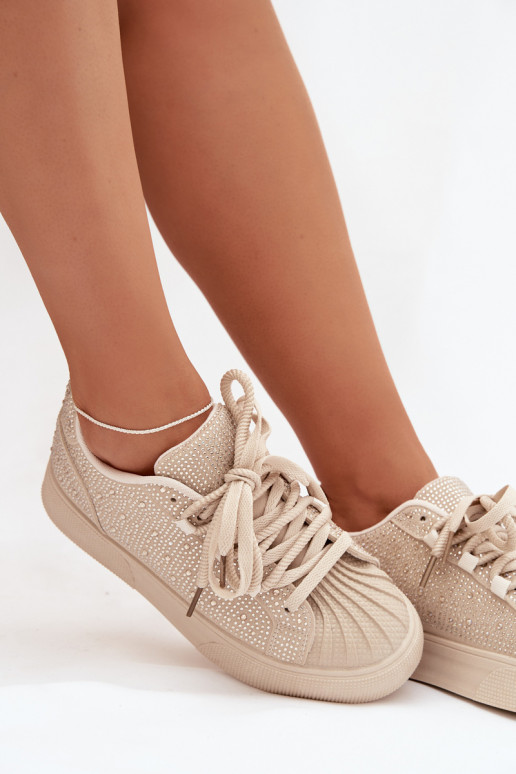 Dekoriert Sneakers Stilvollllschuhe Feminin Beige Calissea