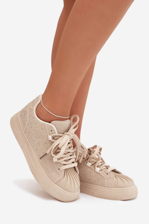 Dekoriert Sneakers Stilvollllschuhe Feminin Beige Calissea