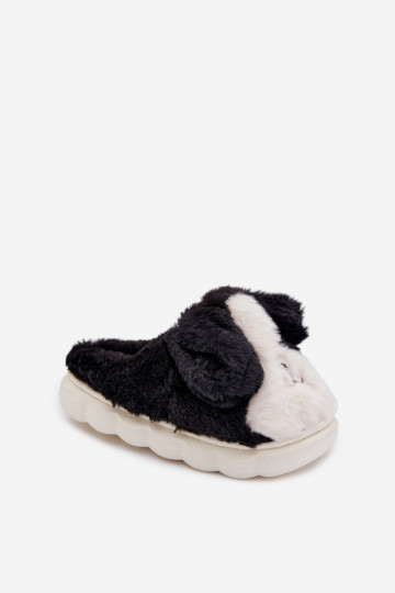 Schwarze Kinderschuhe mit Fell "Hunde" Farnise