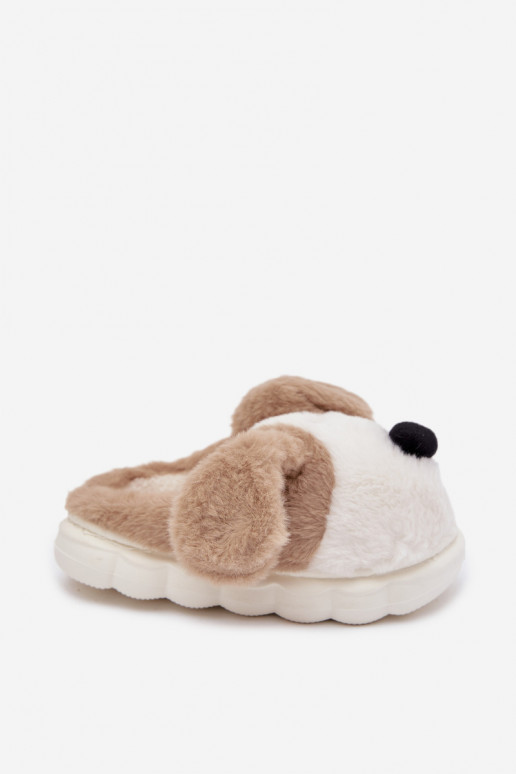 Beige Kinderschuhe mit Fell "Hunde" Farnise