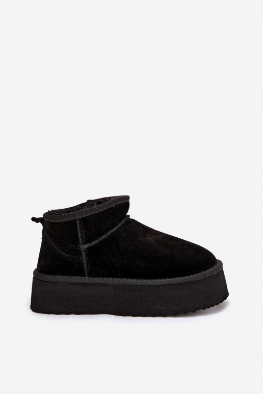 Schwarze Damen-Schneestiefel aus Kunstwildleder Irene