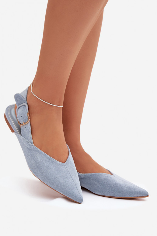 Ballerinas Feminin mit Schnallen blaue Farbe Tanelia