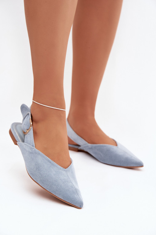 Ballerinas Feminin mit Schnallen blaue Farbe Tanelia