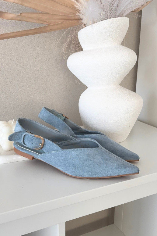 Ballerinas Feminin mit Schnallen blaue Farbe Tanelia