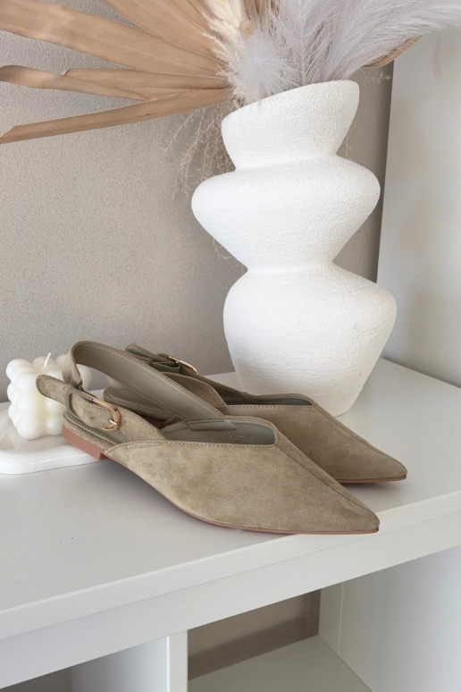 Ballerinas Feminin mit Schnallen grüne Farbe Tanelia