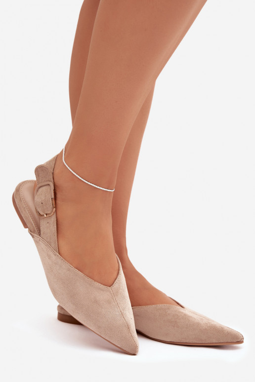 Ballerinas Feminin mit Schnallen Beige Tanelia