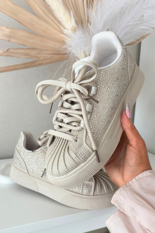 Dekoriert Sneakers Stilvollllschuhe Feminin Beige Calissea