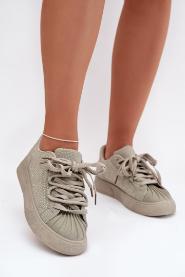 Dekorierte Damen-Sneaker im grünen Modell Calissea 2