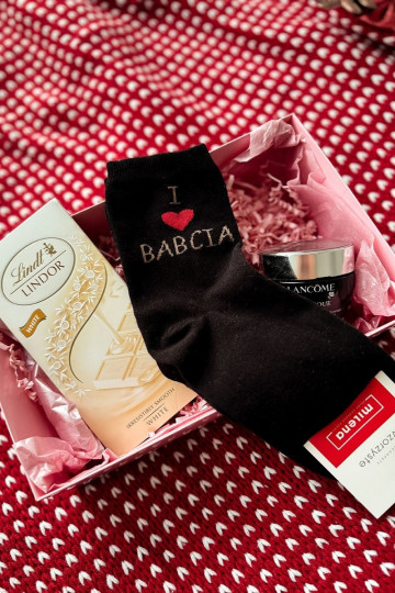 Damen-Socken mit dem Aufdruck „I Love Babcia" in schwarzer Farbe