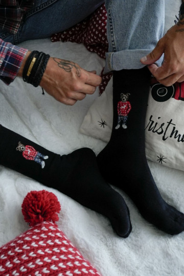 Herren-Socken mit Bärenmotiven in schwarzer Farbe