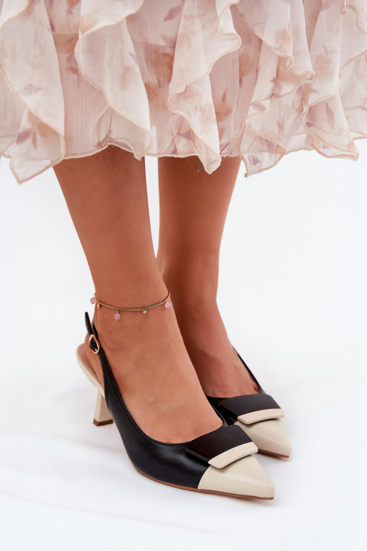 Eleganter Stil hochhackige Schuhe mit Ornamenten Eko Haut schZuarze Farbe Ottoles