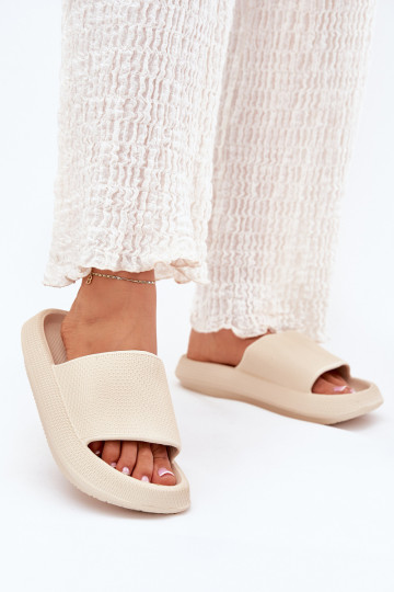 Feminin Leichte Hausschuhe aus Schaumstoff Auf dicker Sohle Beige Querceria 2