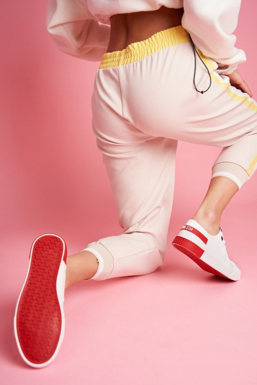 Sneaker aus Ermöglichtturleder BIG STAR FF274174 Zueiß und Rot