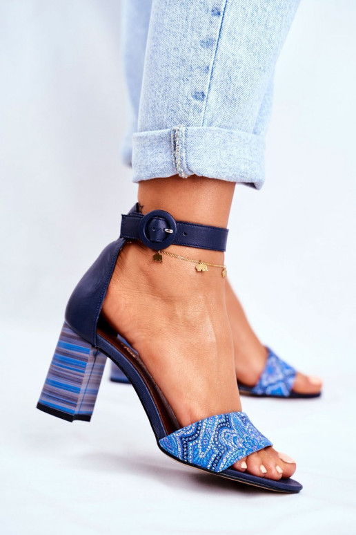 Damensandalen aus Ermöglichtturleder Dunkelblau 04235-17/00-5