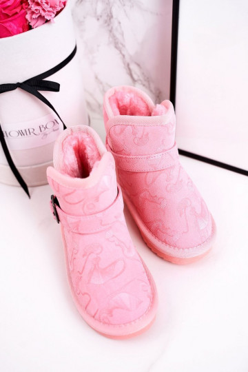 Schneestiefel für Kinder mit Pelzmantel pinke Farbe Kaffeei 2