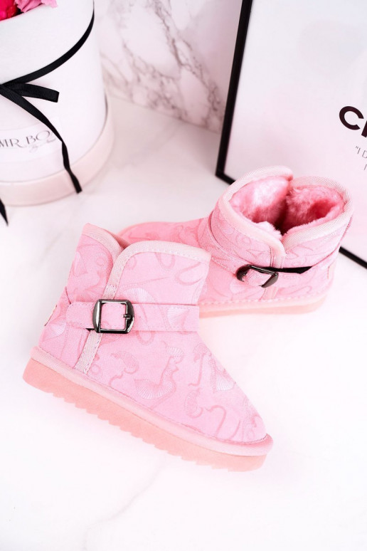 Schneestiefel für Kinder mit Pelzmantel pinke Farbe Kaffeei