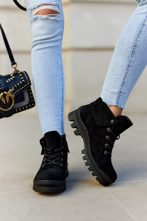 aus INildleder Frühling Stiefel Schuhe mit Riemen schZuarze Farbe Dalles